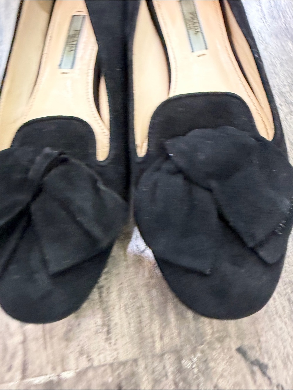 Prada Black Suede Bow Detail Flats - Picture 2 of 12